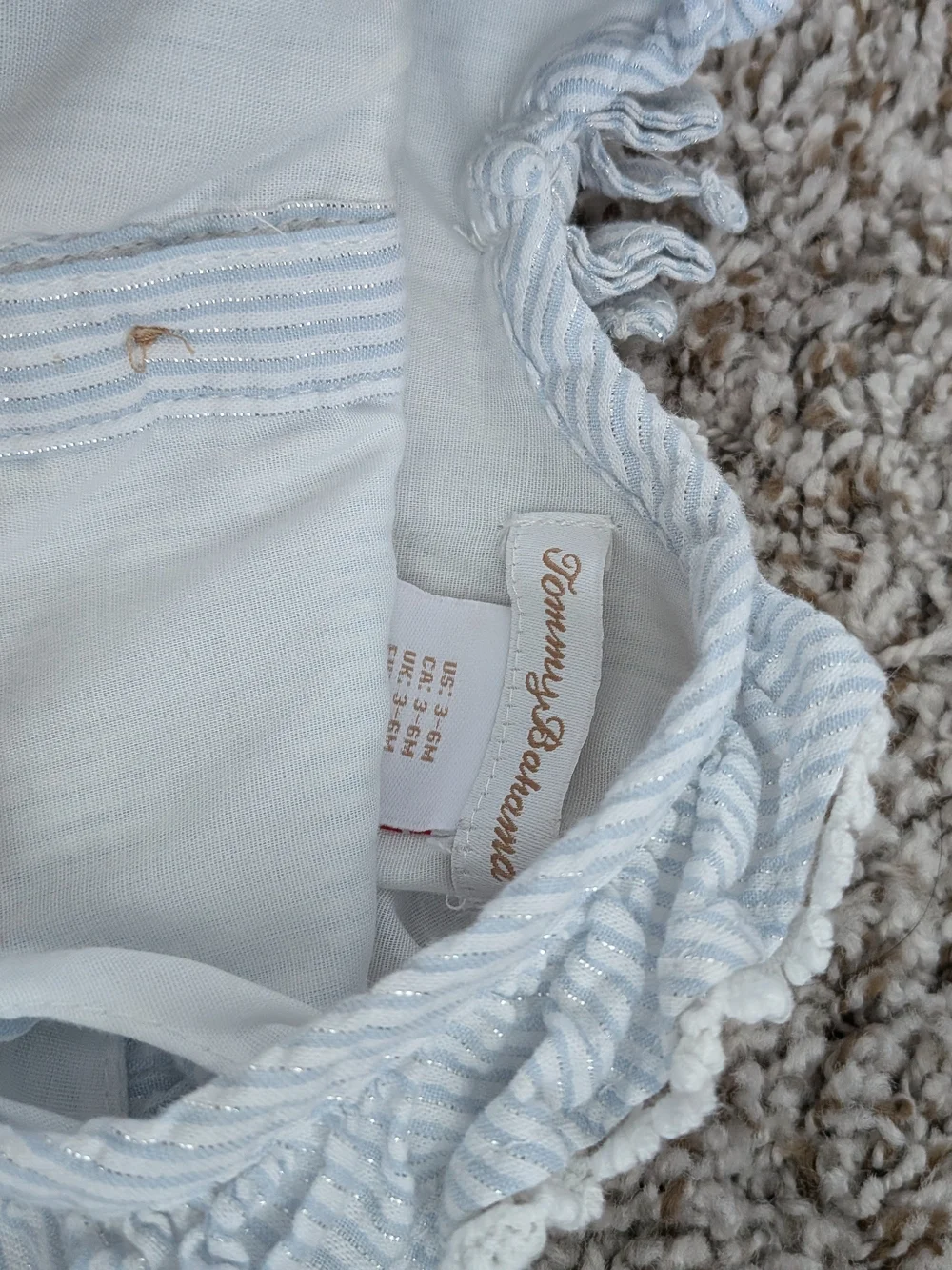 Tommy Bahama Light Blue & White Striped Baby Bubble Romper Size 3/6 Months